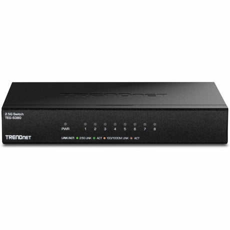 TRENDnet 8-Port 2.5Gb Multi-Gigabit Unmanaged Gaming Switch, TEG-S380, 8 x 2.5GBASE-T Ports, 25Gbps Switching Capacity, Ethernet Splitter, NDAA & TAA Compliant, Fanless, Lifetime Protection, Black — TEG-S380