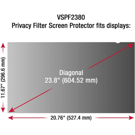 ViewSonic 34" Privacy Filter Screen Protector for ultra-Widescreen (21:9) LCD Monitor Lightweight Anti-glare and Anti-scratch, Black. 20 screen protectors per master pack. — VP-PF-3400