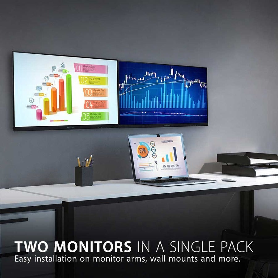 ViewSonic VA2256-MHD_H2 Dual Pack Head-Only 1080p IPS Monitors with FreeSync, HDMI, DisplayPort and VGA for Home and Office — VA2256-MHD_H2