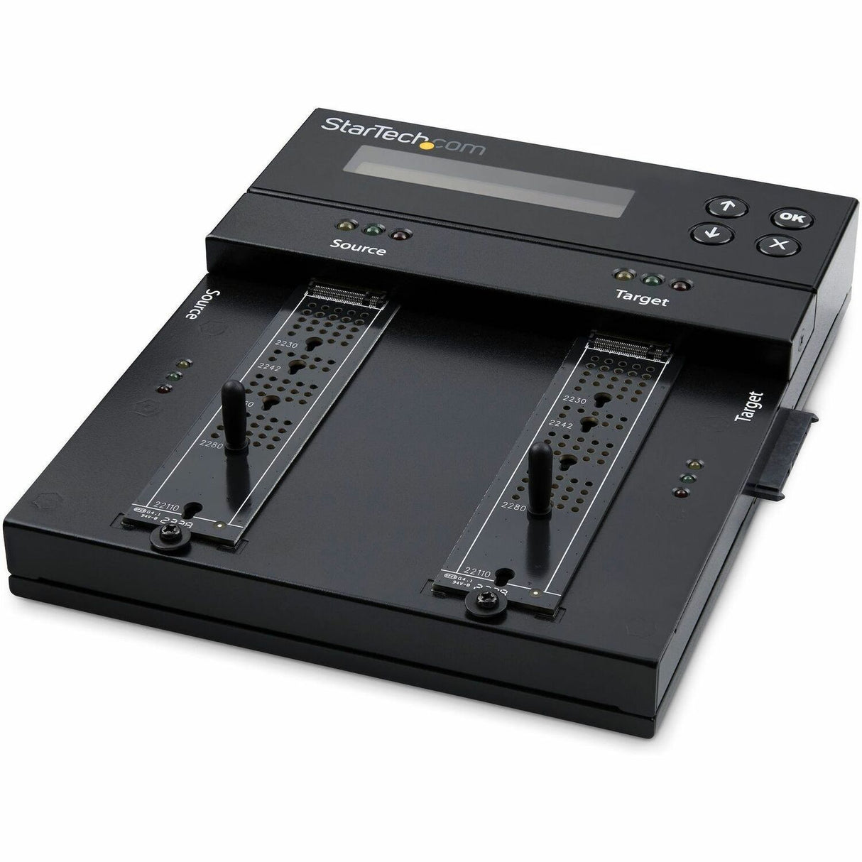 StarTech.com Standalone Dual Bay M.2 SATA/NVMe Duplicator/Eraser, HDD/SSD Cloner/Wiper, M.2 PCIe/AHCI, Hard Drive Sanitizer/Copier, TAA — SM2DUPE11