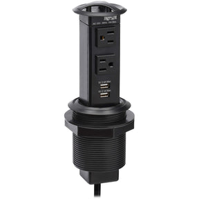 Eaton Tripp Lite Series Power It! 2-Outlet Pop-Up Power and Charging Dock - 2x USB-A, 6 ft. Cord, Antimicrobial Protection, Black — PS22POPAM