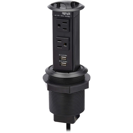 Eaton Tripp Lite Series Power It! 2-Outlet Pop-Up Power and Charging Dock - 2x USB-A, 6 ft. Cord, Antimicrobial Protection, Black — PS22POPAM
