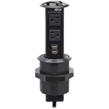Eaton Tripp Lite Series Power It! 2-Outlet Pop-Up Power and Charging Dock - 2x USB-A, 6 ft. Cord, Antimicrobial Protection, Black — PS22POPAM