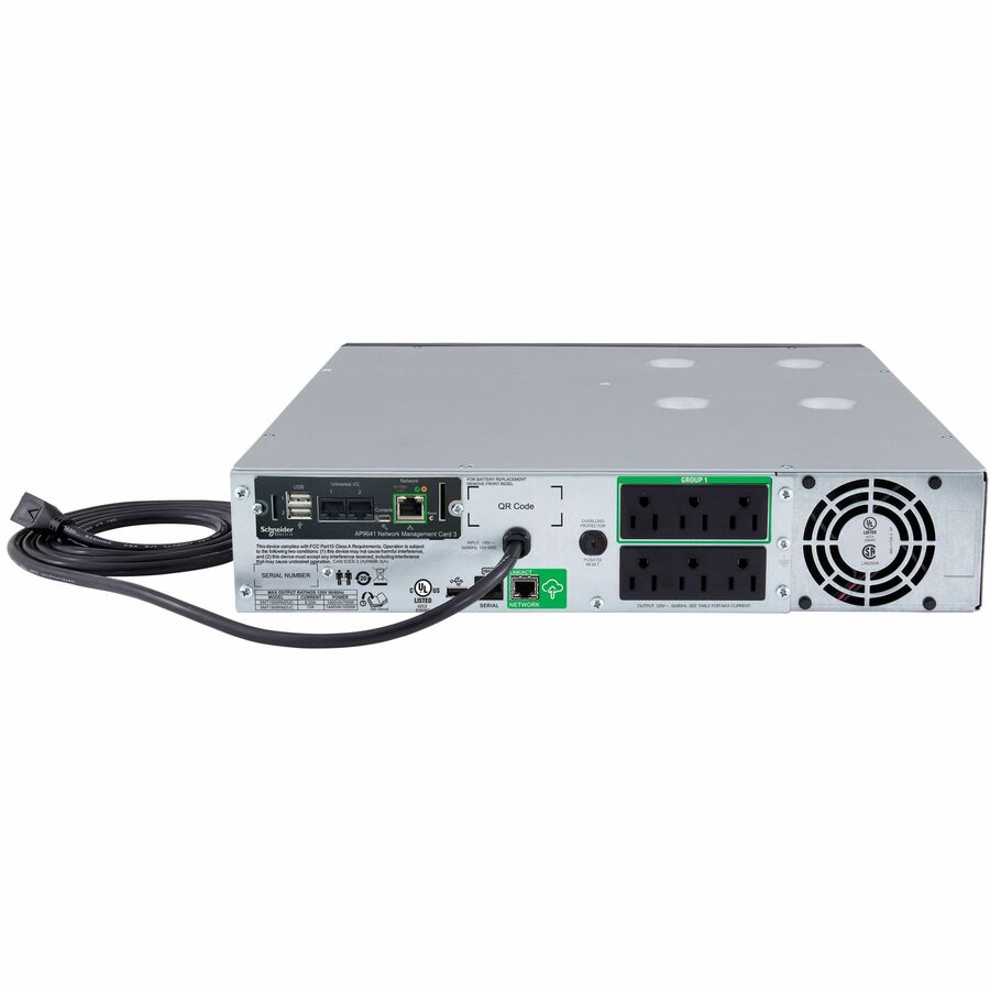 APC Smart-UPS, Line Interactive, 1500VA, Rackmount 2U, 120V, 6x NEMA 5-15R outlets, SmartConnect Port+Network Card, AVR, LCD — SMT1500RM2UCNC