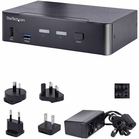 StarTech.com USB-C KVM Switch, 2 Port DisplayPort KVM w/ 4K 60Hz UHD HDR Video, 3.5mm Audio, USB Type-C KVM Switch, 6x USB Hub Ports, Thunderbolt 3/4 Compatible - Hot Key Switching — SV231DPUCA