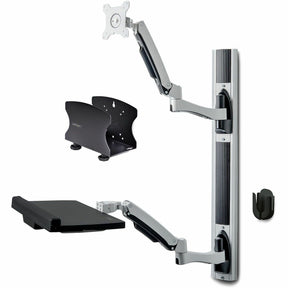 StarTech.com Wall Mount Workstation, VESA Mount 22lb/10kg, Fully Articulating Monitor Mount & Keyboard Tray, Standing Desk w/PC Bracket — 2PASTSC-WALL-MOUNT