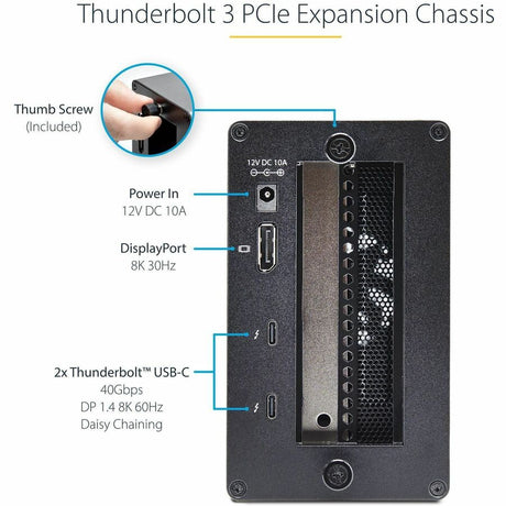 StarTech.com Thunderbolt 3 PCIe Expansion Chassis, Enclosure Box w/Dual PCI-E Slots, External PCIe Slots, 8K/4K Output Via TB3/DP 1.4, TAA — 2TBT3-PCIE-ENCLOSURE