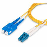 StarTech.com 1m (3.3ft) LC to SC (UPC) OS2 Single Mode Duplex Fiber Optic Cable, 9/125, 100G, Low Insertion Loss, LSZH Fiber Jumper Cord — SMLCSC-OS2-1M