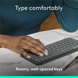 Logitech Keys-To-Go 2 Portable Bluetooth Keyboard for Tablet With Built-in Cover, Slim and Compact Wireless Keyboard for Windows, Android, Linux, iPad, iPhone, Mac, Apple TV (Graphite) — 920-012867