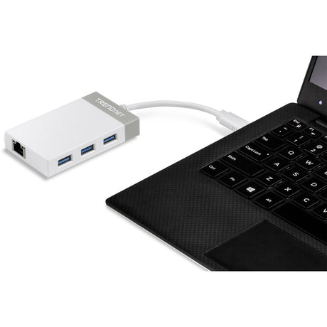 TRENDnet USB-C to Ethernet Gigabit Adapter, TUC-ETGH3, USB-C Hub with RJ-45 Gigabit, Windows and Mac Compatible, 3 x USB 3.0 Ports, 1 x Gigabit Ethernet Port, Compatible with USB 2.0 and USB 1.1 — TUC-ETGH3