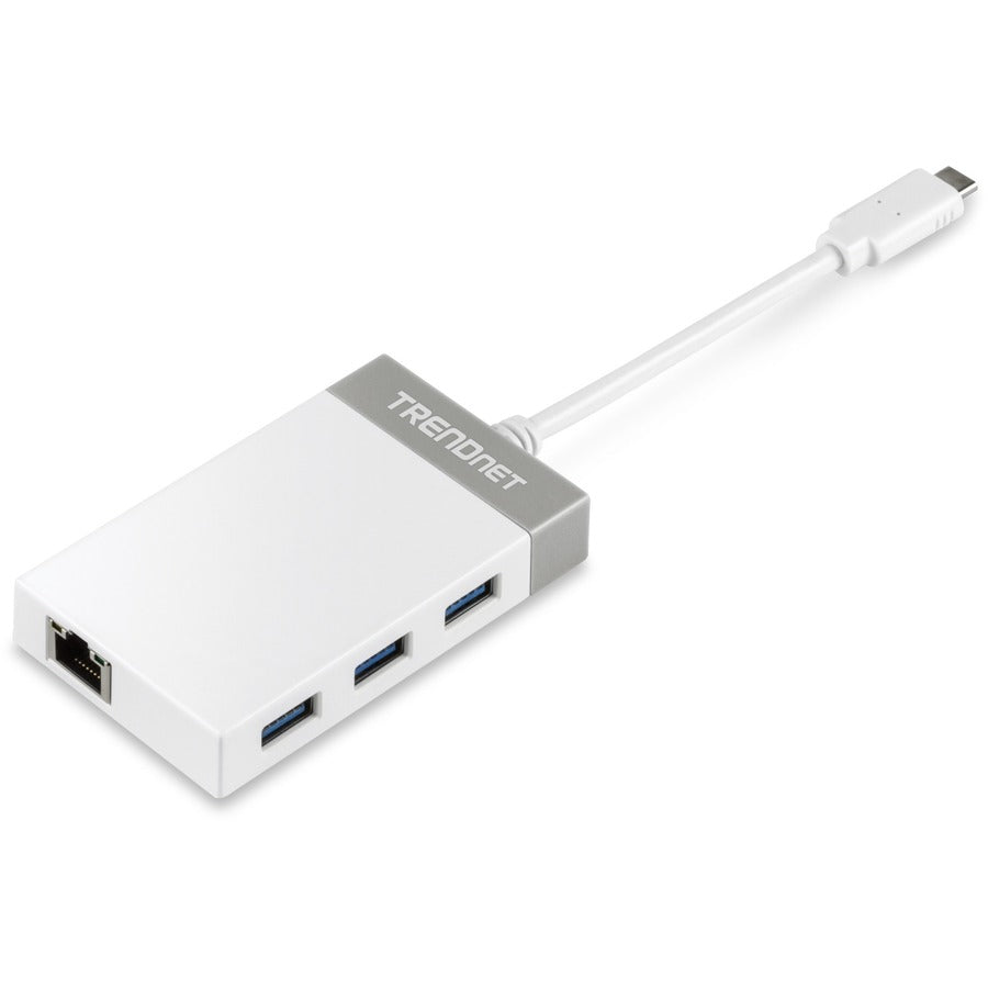 TRENDnet USB-C to Ethernet Gigabit Adapter, TUC-ETGH3, USB-C Hub with RJ-45 Gigabit, Windows and Mac Compatible, 3 x USB 3.0 Ports, 1 x Gigabit Ethernet Port, Compatible with USB 2.0 and USB 1.1 — TUC-ETGH3