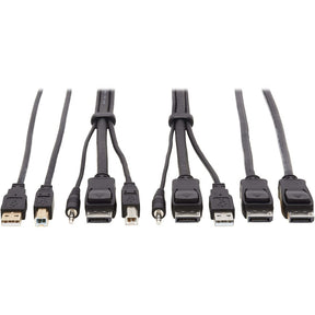 Eaton Tripp Lite Series DisplayPort KVM Cable Kit - DP, USB, 3.5 mm Audio (3xM/3xM) + USB (M/M) + DP (M/M), 4K, 10 ft. (3.05 m), Black — P783-010-DPU