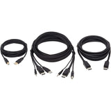 Eaton Tripp Lite Series DisplayPort KVM Cable Kit - DP, USB, 3.5 mm Audio (3xM/3xM) + USB (M/M) + DP (M/M), 4K, 10 ft. (3.05 m), Black — P783-010-DPU