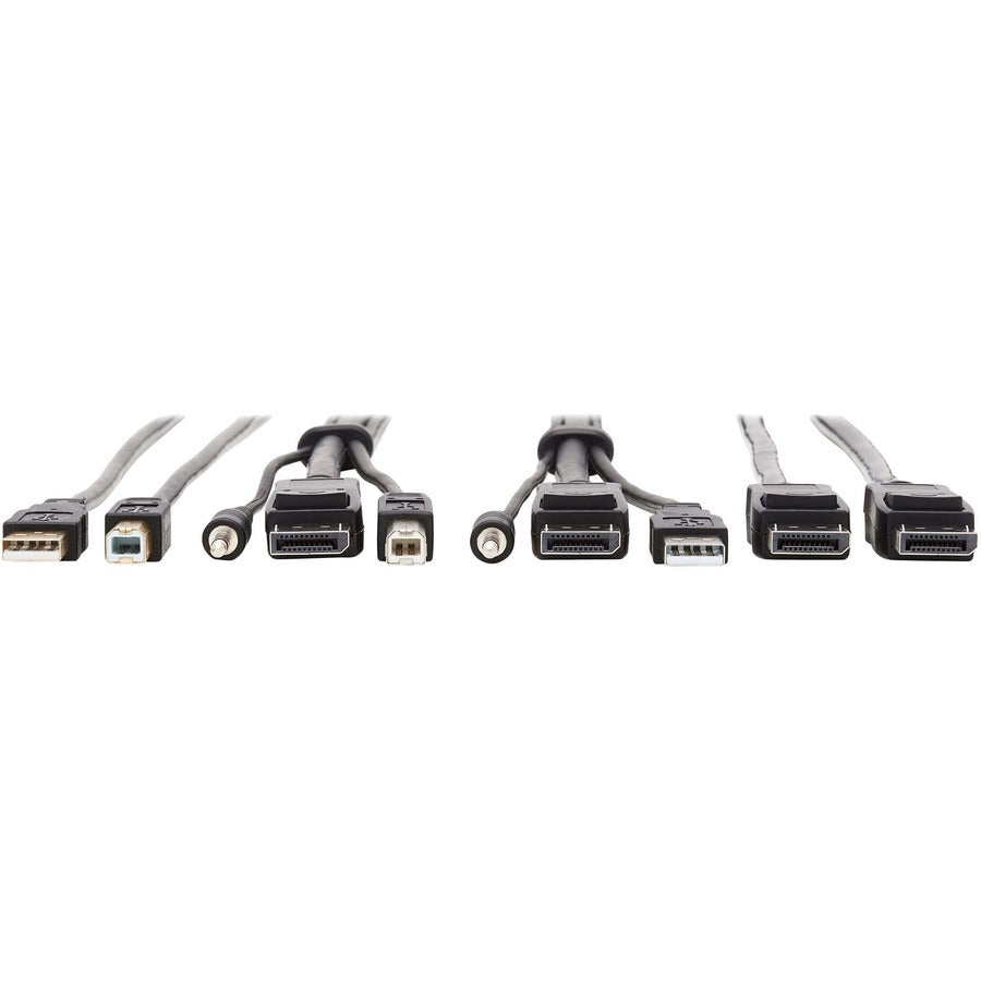 Eaton Tripp Lite Series DisplayPort KVM Cable Kit - DP, USB, 3.5 mm Audio (3xM/3xM) + USB (M/M) + DP (M/M), 4K, 10 ft. (3.05 m), Black — P783-010-DPU