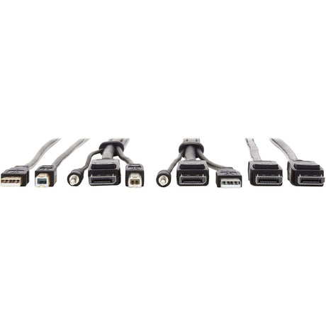 Eaton Tripp Lite Series DisplayPort KVM Cable Kit - DP, USB, 3.5 mm Audio (3xM/3xM) + USB (M/M) + DP (M/M), 4K, 10 ft. (3.05 m), Black — P783-010-DPU