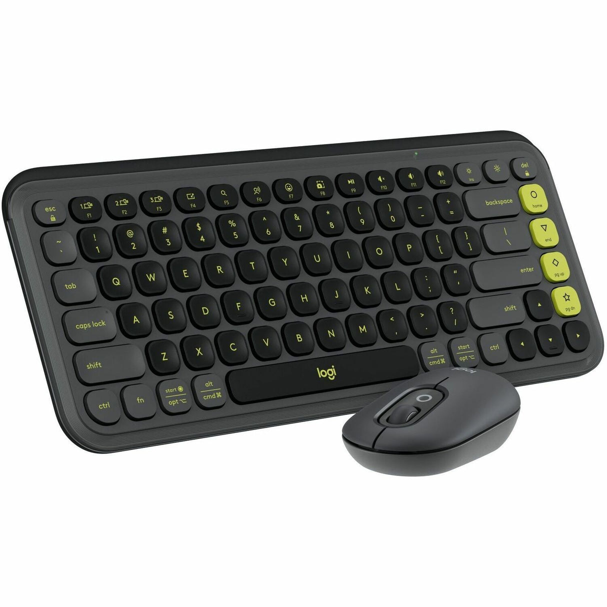 Logitech POP ICON COMBO, Bluetooth Keyboard and Mouse Combo, Comfortable Typing, Programmable Keys and Buttons, Quiet Clicks (Graphite & Green) — 920-013103