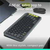 Logitech POP ICON COMBO, Bluetooth Keyboard and Mouse Combo, Comfortable Typing, Programmable Keys and Buttons, Quiet Clicks (Graphite & Green) — 920-013103