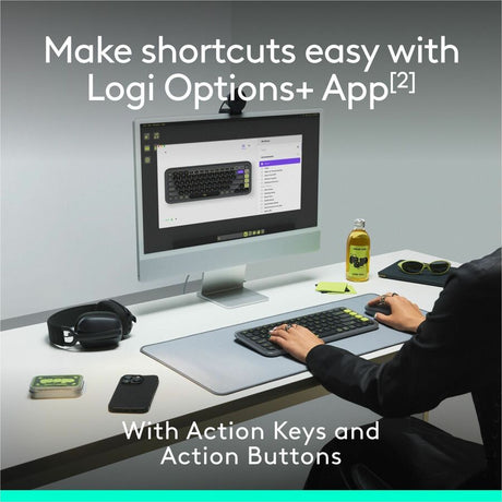 Logitech POP ICON COMBO, Bluetooth Keyboard and Mouse Combo, Comfortable Typing, Programmable Keys and Buttons, Quiet Clicks (Graphite & Green) — 920-013103