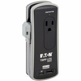 Eaton Tripp Lite Series Protect It! 2-Outlet Travel-Size Surge Protector - 5-15R Outlets, USB-C and USB-A Ports, 5-15P Input, Black — TRAVELER3USBC