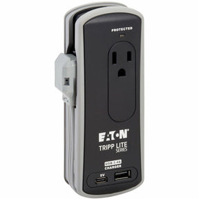 Eaton Tripp Lite Series Protect It! 2-Outlet Travel-Size Surge Protector - 5-15R Outlets, USB-C and USB-A Ports, 5-15P Input, Black — TRAVELER3USBC