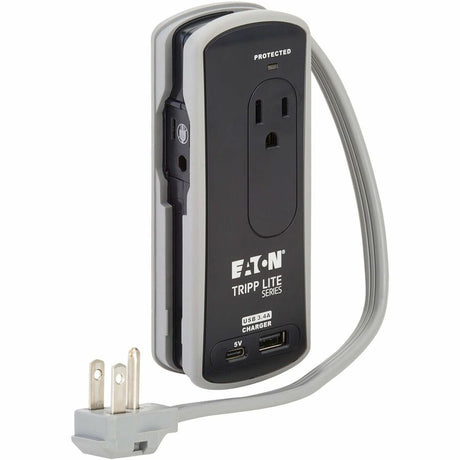 Eaton Tripp Lite Series Protect It! 2-Outlet Travel-Size Surge Protector - 5-15R Outlets, USB-C and USB-A Ports, 5-15P Input, Black — TRAVELER3USBC