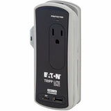 Eaton Tripp Lite Series Protect It! 2-Outlet Travel-Size Surge Protector - 5-15R Outlets, USB-C and USB-A Ports, 5-15P Input, Black — TRAVELER3USBC