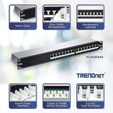 TRENDnet 16-Port Cat6A Shielded Patch Panel, 1U 19" Metal Housing, 10G Ready, Cat5e,Cat6,Cat6A Compatible, Cable Management, Color-Coded Labeling for T568A and T568B Wiring, Black, TC-P16C6AS
