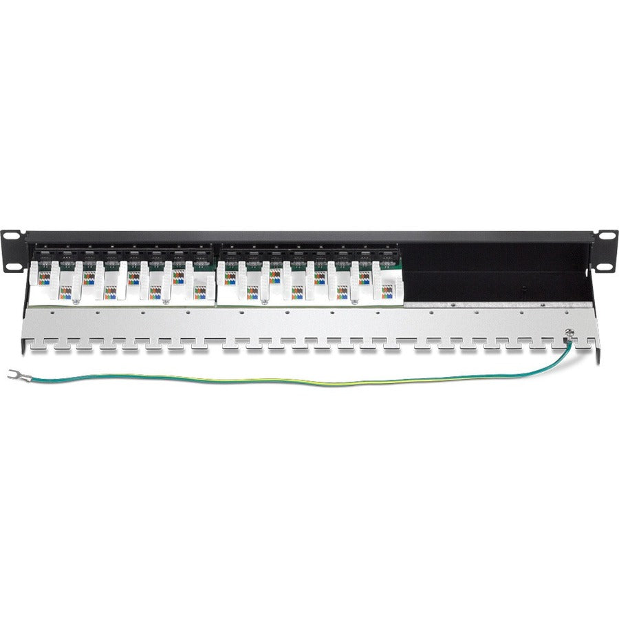 TRENDnet 16-Port Cat6A Shielded Patch Panel, 1U 19" Metal Housing, 10G Ready, Cat5e,Cat6,Cat6A Compatible, Cable Management, Color-Coded Labeling for T568A and T568B Wiring, Black, TC-P16C6AS
