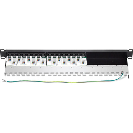 TRENDnet 16-Port Cat6A Shielded Patch Panel, 1U 19" Metal Housing, 10G Ready, Cat5e,Cat6,Cat6A Compatible, Cable Management, Color-Coded Labeling for T568A and T568B Wiring, Black, TC-P16C6AS