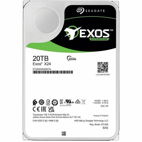 Seagate Exos X24 ST20000NM007H 20 TB Hard Drive - 3.5" Internal - SAS (12Gb/s SAS) - Conventional Magnetic Recording (CMR) Method — ST20000NM007H