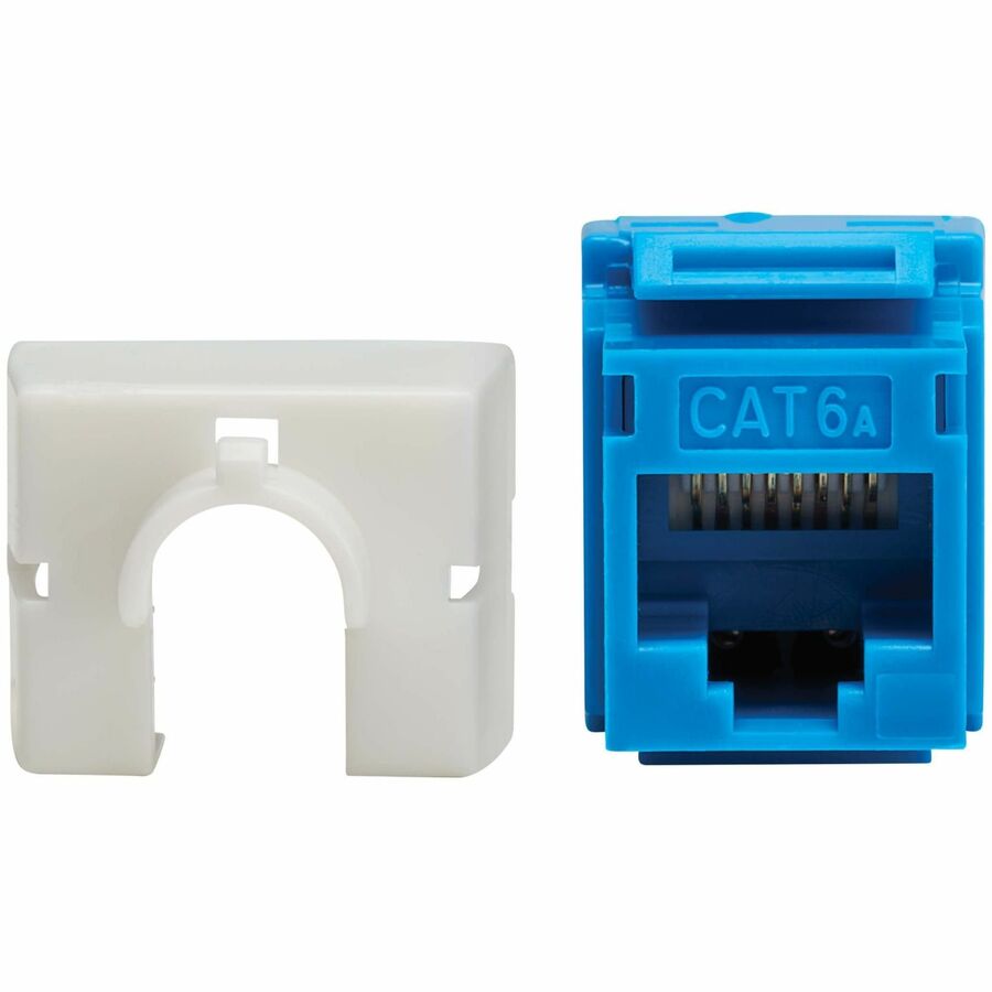 Eaton Tripp Lite Series Cat6a Keystone Jacks, 25 Pack - 4PPoE Compliant, 110/Krone, 568A/B, RJ45 Ethernet, Blue, TAA — N238-025-BL-6A