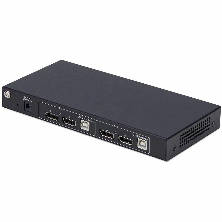 StarTech.com 2-Port Dual-Monitor DisplayPort KVM Switch with Dual View Video Matrix, 4K 60Hz, 4x USB Hub Ports, TAA Compliant — P2ADD121D-KVM-SWITCH