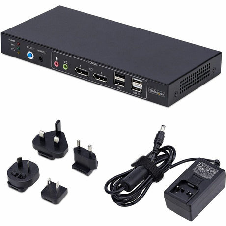 StarTech.com 2-Port Dual-Monitor DisplayPort KVM Switch with Dual View Video Matrix, 4K 60Hz, 4x USB Hub Ports, TAA Compliant — P2ADD121D-KVM-SWITCH