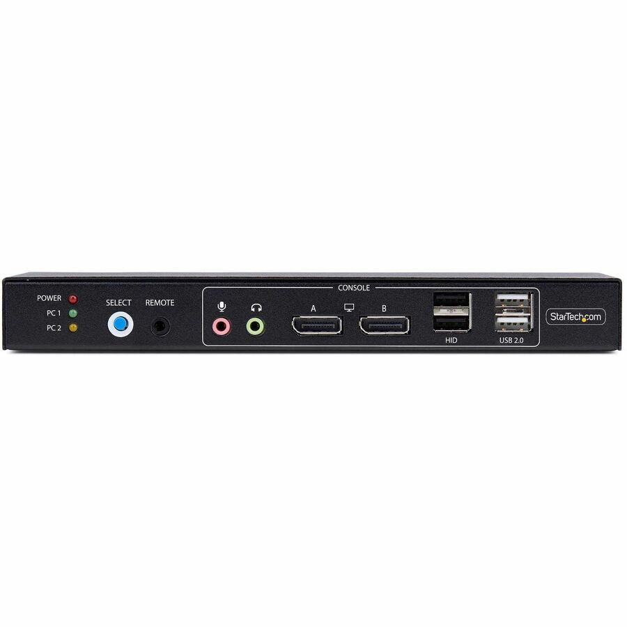 StarTech.com 2-Port Dual-Monitor DisplayPort KVM Switch with Dual View Video Matrix, 4K 60Hz, 4x USB Hub Ports, TAA Compliant — P2ADD121D-KVM-SWITCH