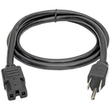 Eaton Tripp Lite Series Power Cord, NEMA 5-15P to C15 - Heavy-Duty, 15A, 125V, 14 AWG, 4 ft. (1.22 m), Black — P019-004