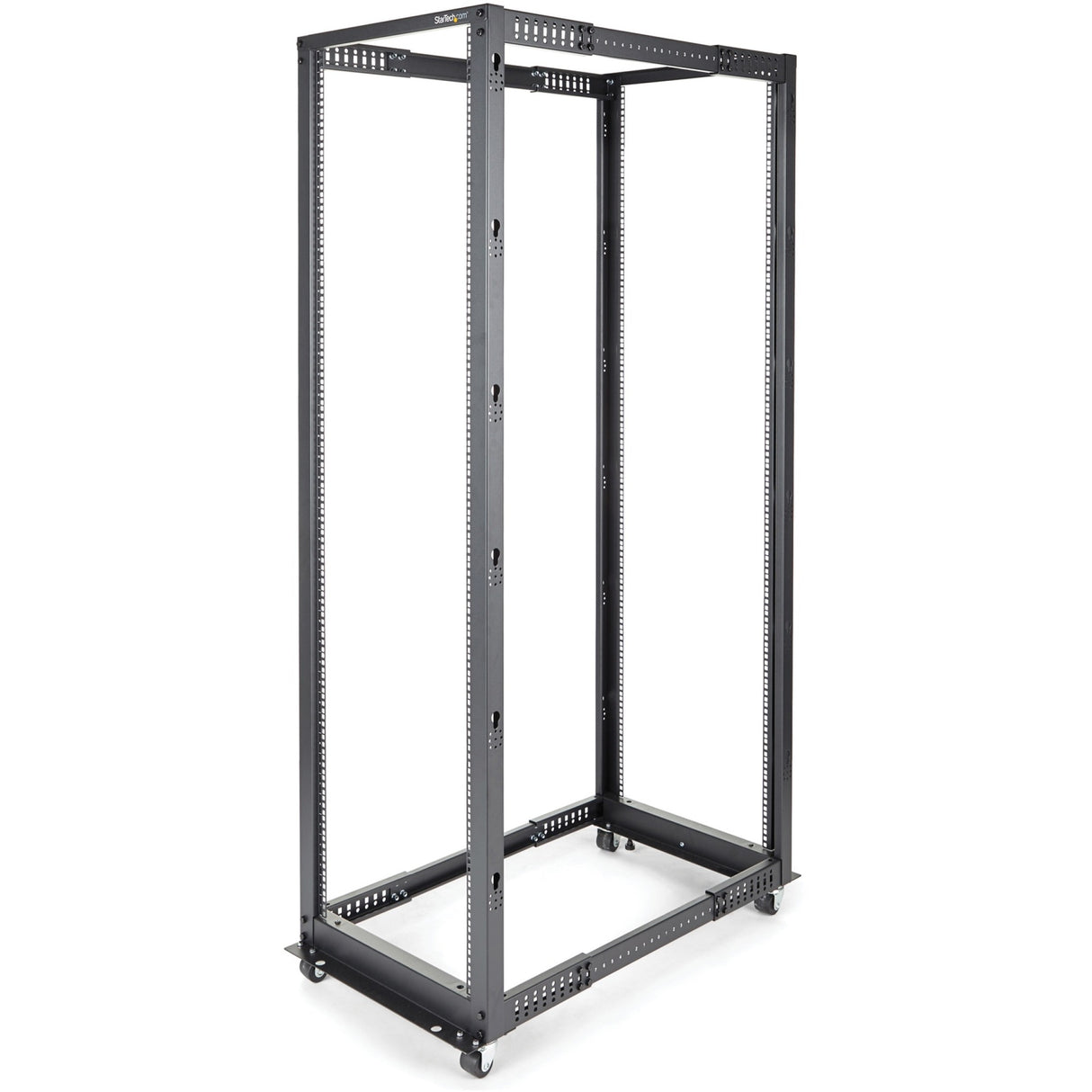 StarTech.com 4-Post 42U Mobile Open Frame Server Rack, 19" Network Rack with Casters, Rolling Rack for Computer/AV/Data/IT Equipment — 4POSTRACK42