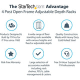 StarTech.com 4-Post 42U Mobile Open Frame Server Rack, 19" Network Rack with Casters, Rolling Rack for Computer/AV/Data/IT Equipment — 4POSTRACK42