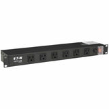 Eaton Tripp Lite Series 1U Rack-Mount Power Strip, 120V, 15A, 5-15P, 12 Right-Angle 5-15R Outlets (6 Front-Facing, 6 Rear-Facing), 15 ft. (4.57 m) Cord — RS-1215-RA
