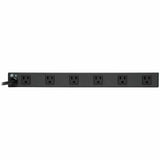 Eaton Tripp Lite Series 1U Rack-Mount Power Strip, 120V, 15A, 5-15P, 12 Right-Angle 5-15R Outlets (6 Front-Facing, 6 Rear-Facing), 15 ft. (4.57 m) Cord — RS-1215-RA