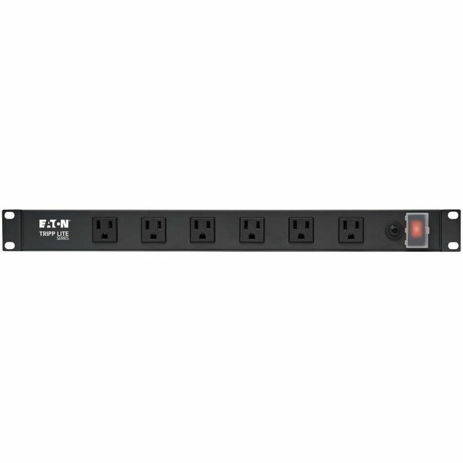 Eaton Tripp Lite Series 1U Rack-Mount Power Strip, 120V, 15A, 5-15P, 12 Right-Angle 5-15R Outlets (6 Front-Facing, 6 Rear-Facing), 15 ft. (4.57 m) Cord — RS-1215-RA