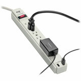 Eaton Tripp Lite Series Protect It! 6-Outlet Surge Protector, 6 ft. (1.83 m) Cord, 990 Joules, 2 x USB Charging ports (2.1A), Gray Housing — TLP606USB