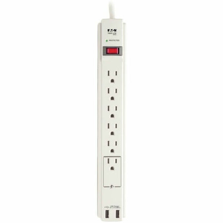 Eaton Tripp Lite Series Protect It! 6-Outlet Surge Protector, 6 ft. (1.83 m) Cord, 990 Joules, 2 x USB Charging ports (2.1A), Gray Housing — TLP606USB