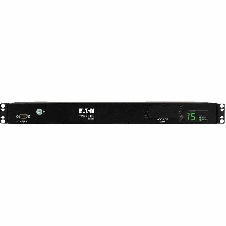 Eaton Tripp Lite Series 2.4kW Single-Phase Local Metered Automatic Transfer Switch PDU, Two 200-240V C14 Inlets, 10 C13 Outputs, 1U, TAA — PDUMH15HVAT