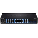 TRENDnet 20-Port Gigabit Web Smart Switch; 16 x Gigabit Ports; 4 x shared Gigabit Ports (RJ-45/SFP); VLAN; QoS; LACP; IPv6 Support; 40 Gbps Switching Capacity; Lifetime Protection; TEG-204WS