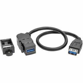 Eaton Tripp Lite Series USB 3.0 All-in-One Keystone/Panel Mount Coupler Cable (F/F), Angled Connector, Black, 1 ft. (0.31 m) — U325-001-KPA-BK