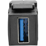 Eaton Tripp Lite Series USB 3.0 All-in-One Keystone/Panel Mount Coupler Cable (F/F), Angled Connector, Black, 1 ft. (0.31 m) — U325-001-KPA-BK