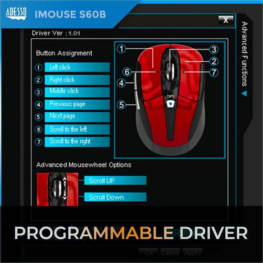 Adesso iMouse S60B 2.4 GHz Wireless Programmable Nano Mouse — iMouse S60B