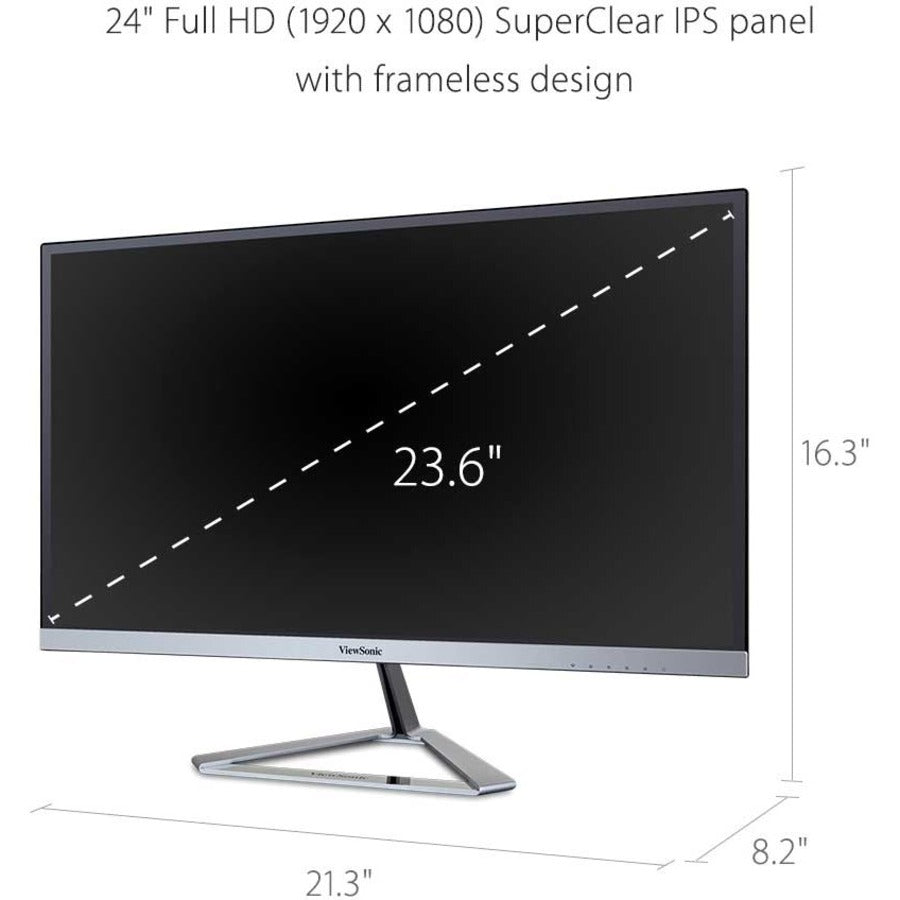 ViewSonic VX2476-SMHD 24 Inch 1080p IPS Monitor with FreeSync, Ultra-Thin Bezels, HDMI and DisplayPort — VX2476-SMHD