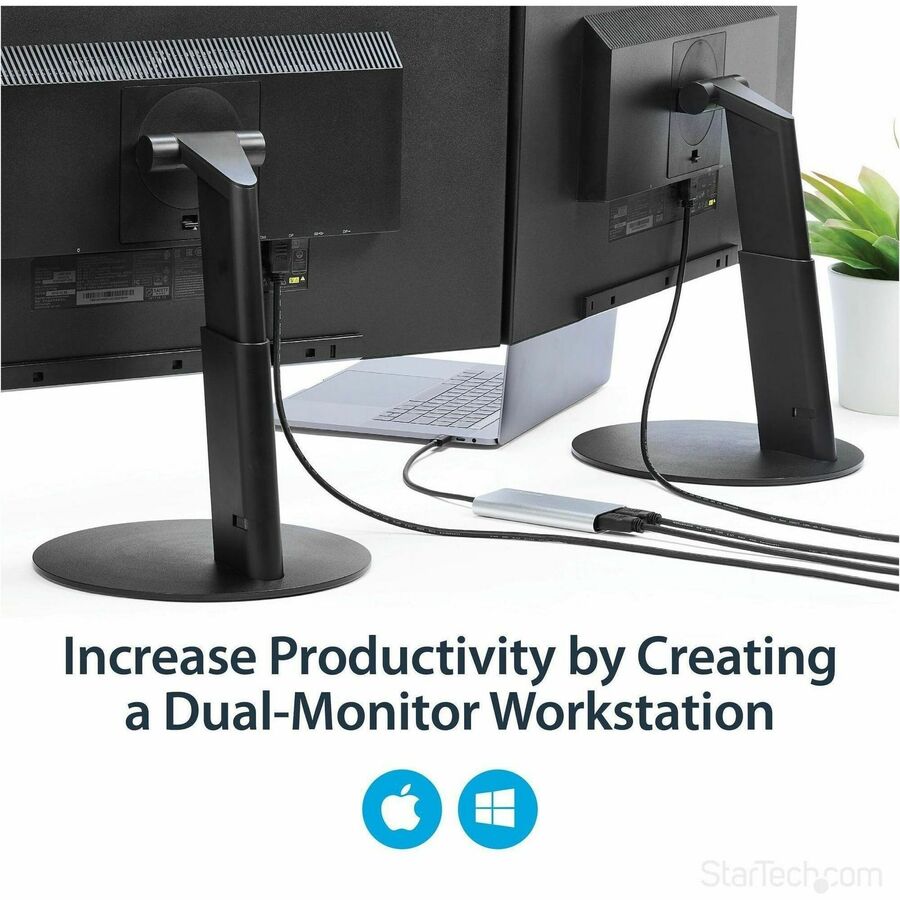 StarTech.com Thunderbolt 3 to Dual HDMI 2.0 Adapter - 4K 60Hz Dual Monitor TB3 HDMI Video Adapter - Thunderbolt 3 Certified -Mac & Windows — TB32HD24K60