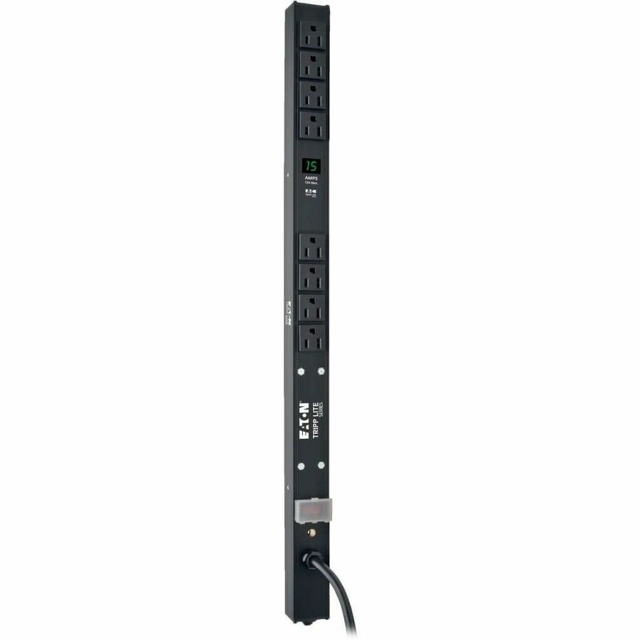 Eaton Tripp Lite Series 1.5kW Single-Phase Local Metered PDU, 100-127V Outlets (8 5-15R), 5-15P, 15 ft. (4.57 m) Cord, 0U Vertical, 24 in. — PDUMV15-24